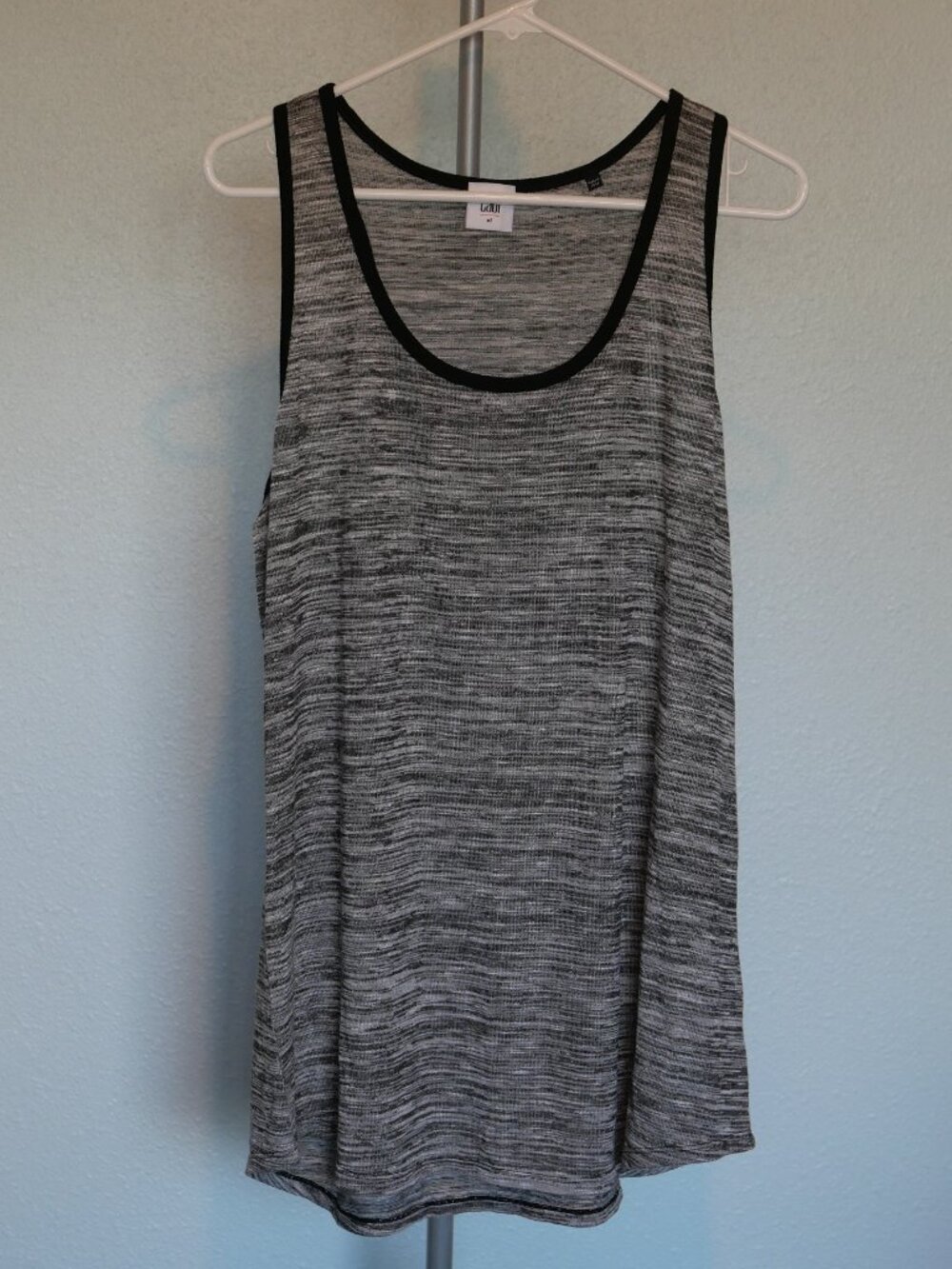 Cabi Space Dye Marled Gray/Black Racerback Scoop Neck Tank XL